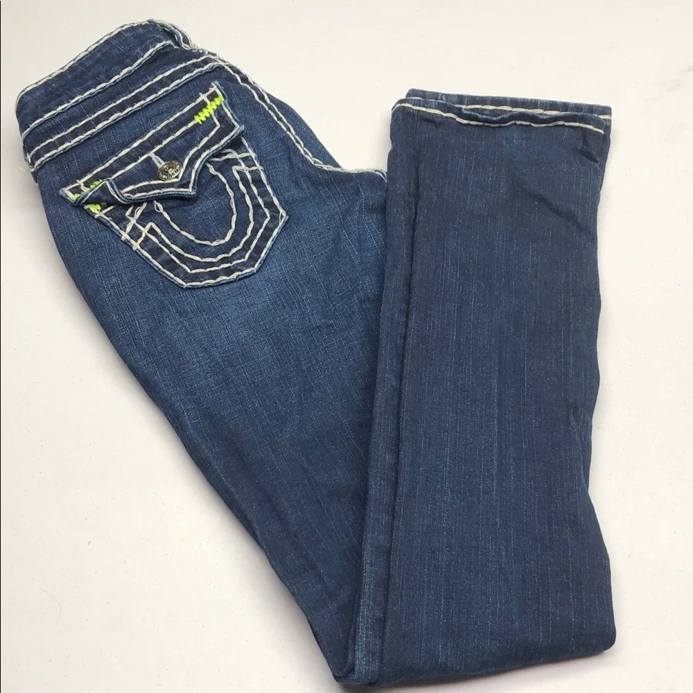 LIKE NEW TRUE RELIGION BILLY SUPER T SKINNY JEANS 24x33 🇺🇸 - Picture 3 of 14